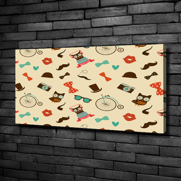 Canvas wall art Hipster owls