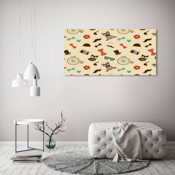 Canvas wall art Hipster owls