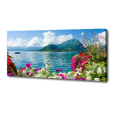 Canvas wall art Flowers at the lake