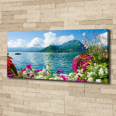 Canvas wall art Flowers at the lake