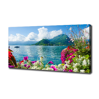 Canvas wall art Flowers at the lake