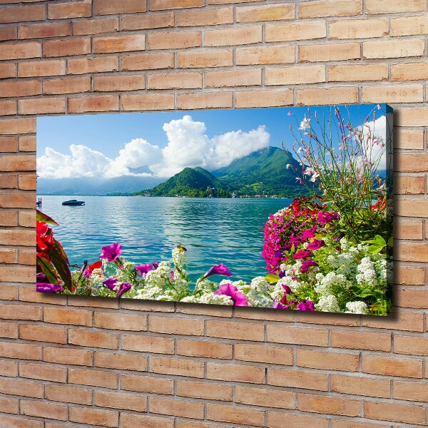 Canvas wall art Flowers at the lake