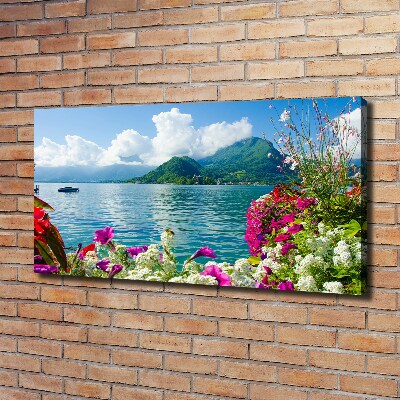 Canvas wall art Flowers at the lake