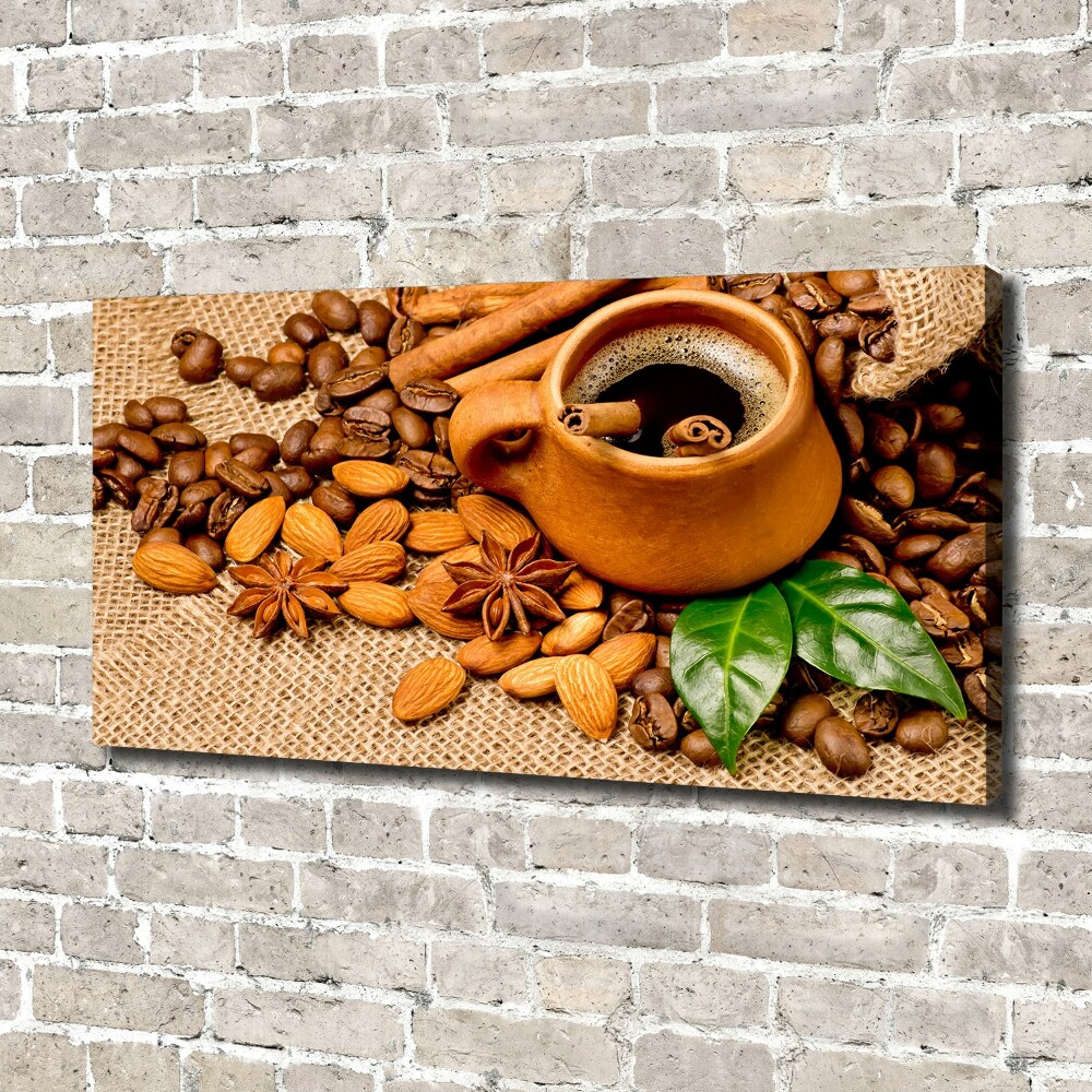 Canvas wall art Coffee beans and mug