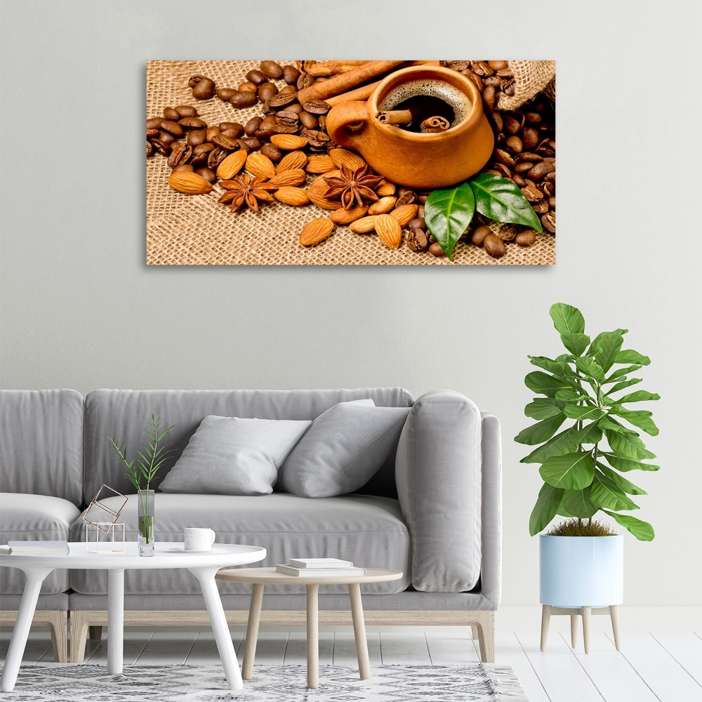 Canvas wall art Coffee beans and mug