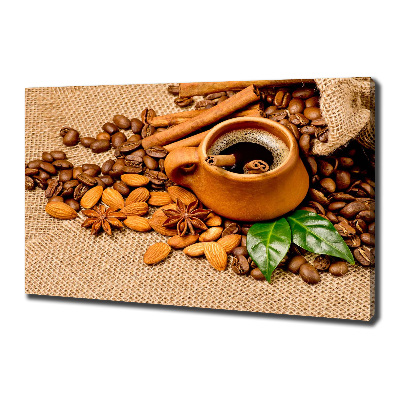 Canvas wall art Coffee beans and mug