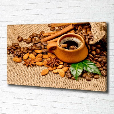 Canvas wall art Coffee beans and mug