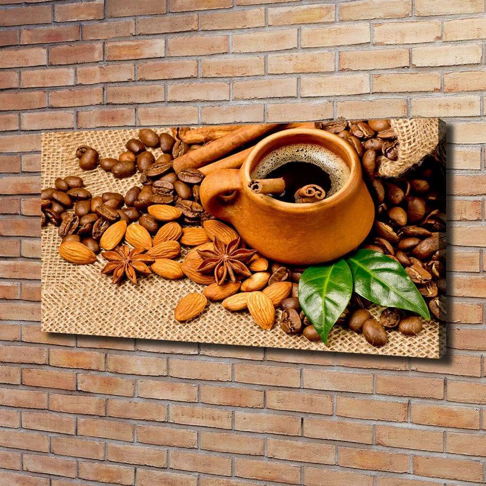 Canvas wall art Coffee beans and mug