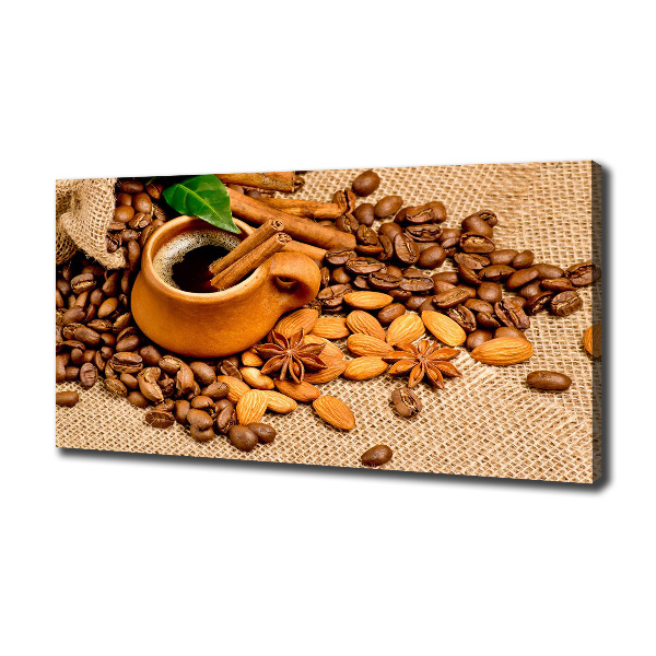 Canvas wall art Coffee beans and mug