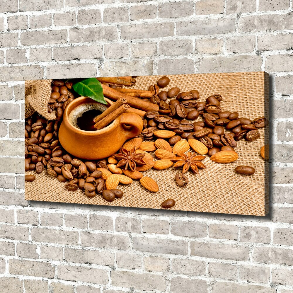 Canvas wall art Coffee beans and mug