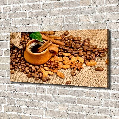 Canvas wall art Coffee beans and mug