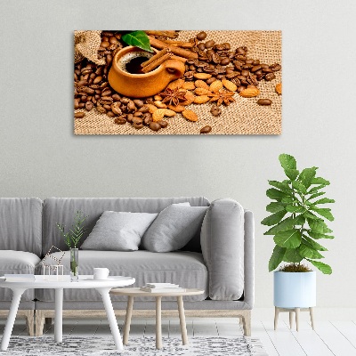 Canvas wall art Coffee beans and mug