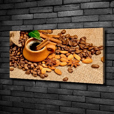 Canvas wall art Coffee beans and mug