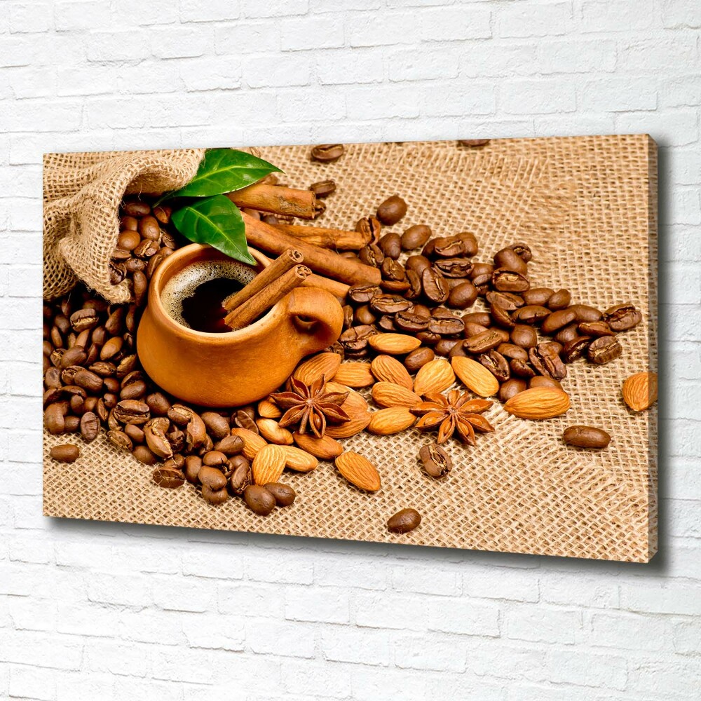 Canvas wall art Coffee beans and mug