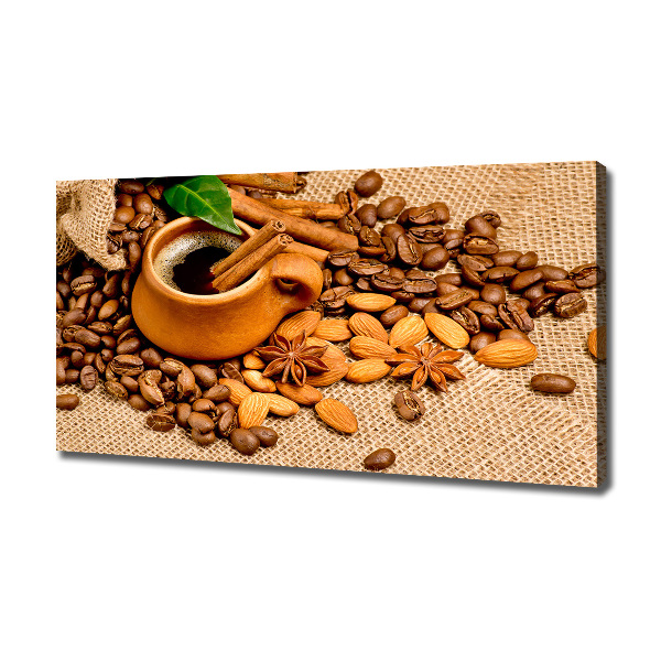 Canvas wall art Coffee beans and mug