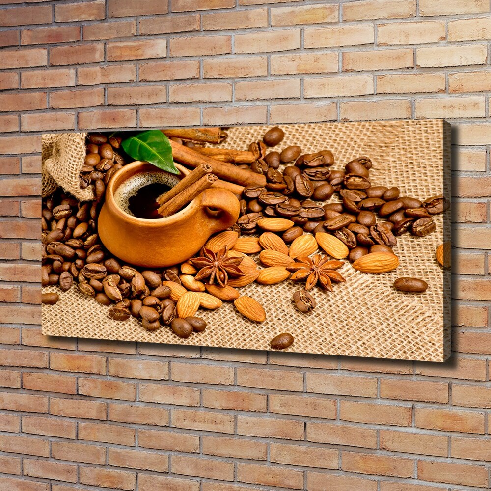 Canvas wall art Coffee beans and mug