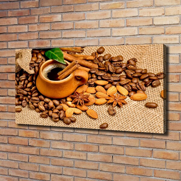 Canvas wall art Coffee beans and mug