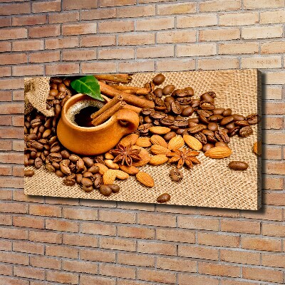 Canvas wall art Coffee beans and mug