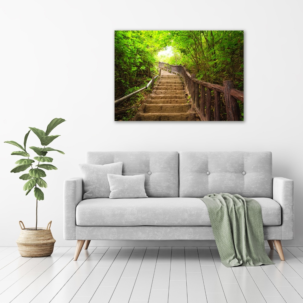 Canvas wall art Stairs in the forest