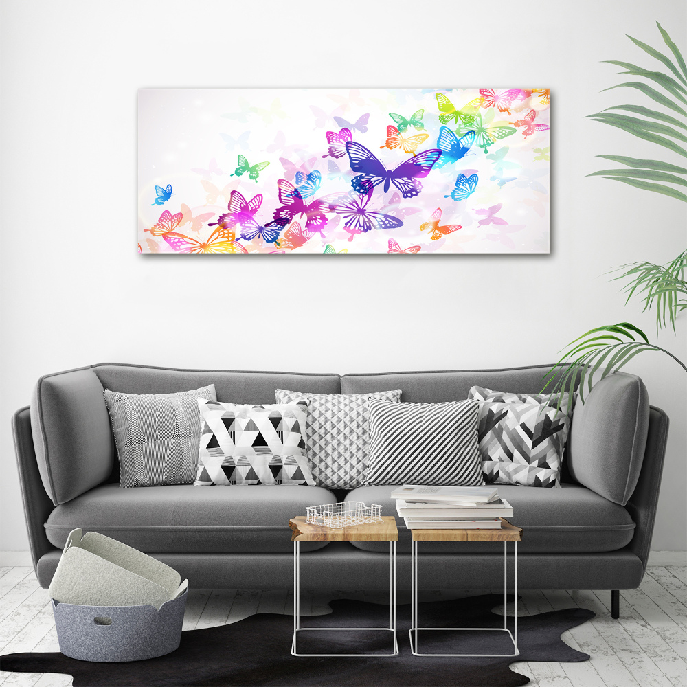 Large canvas wall art Colorful butterflies