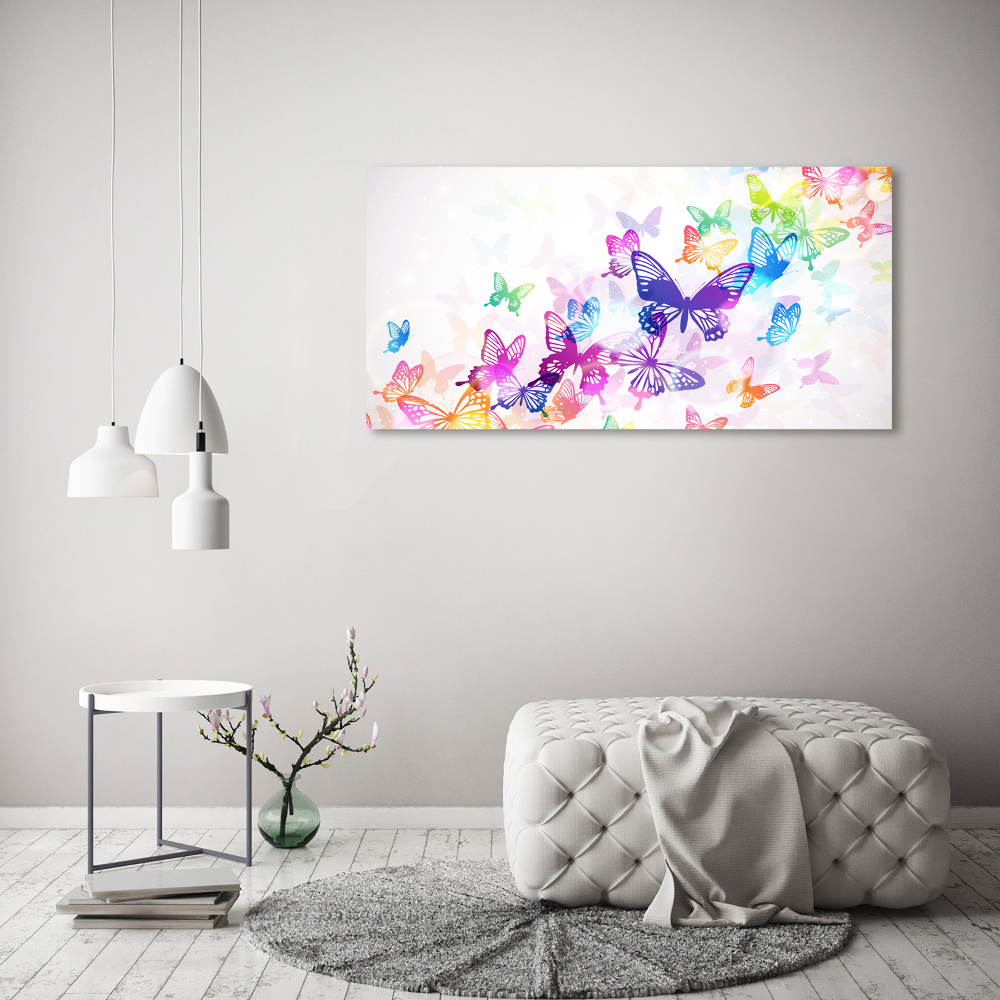 Large canvas wall art Colorful butterflies