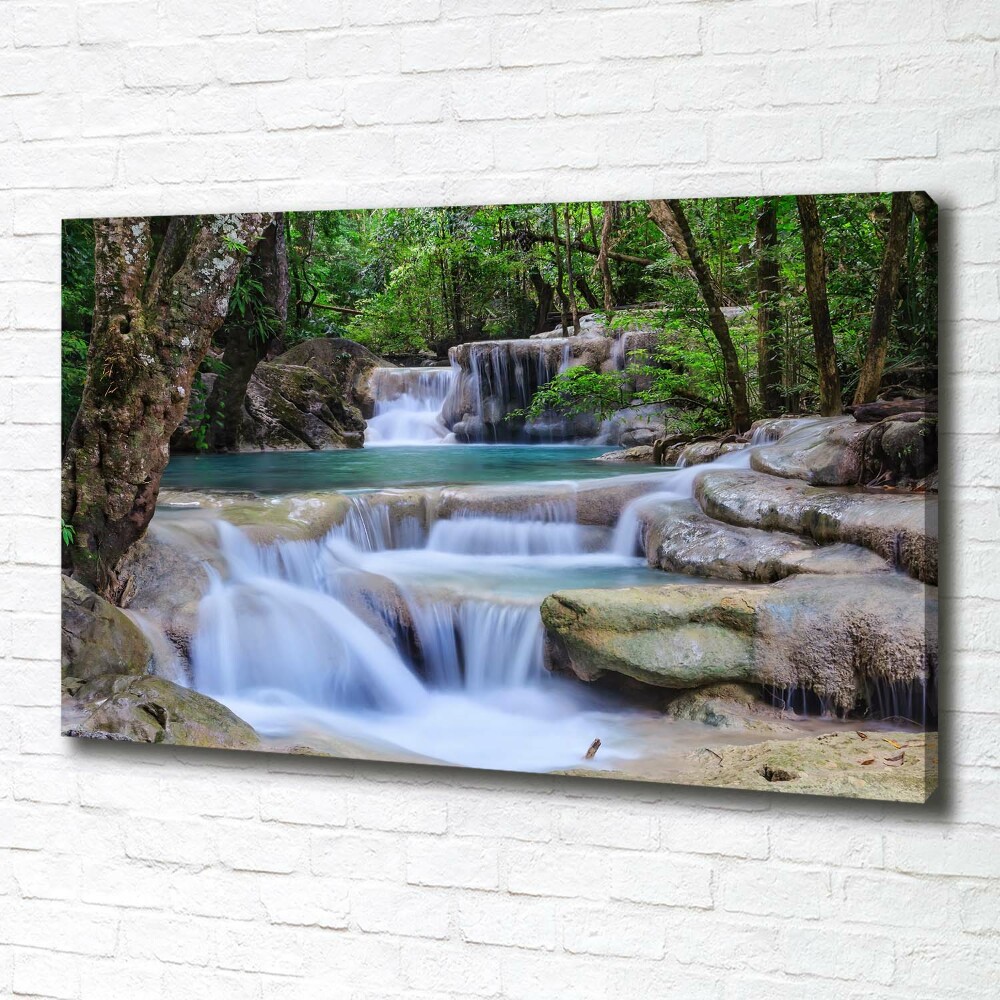 Canvas wall art Cascade in the forest