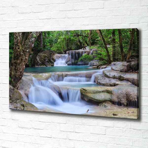 Canvas wall art Cascade in the forest