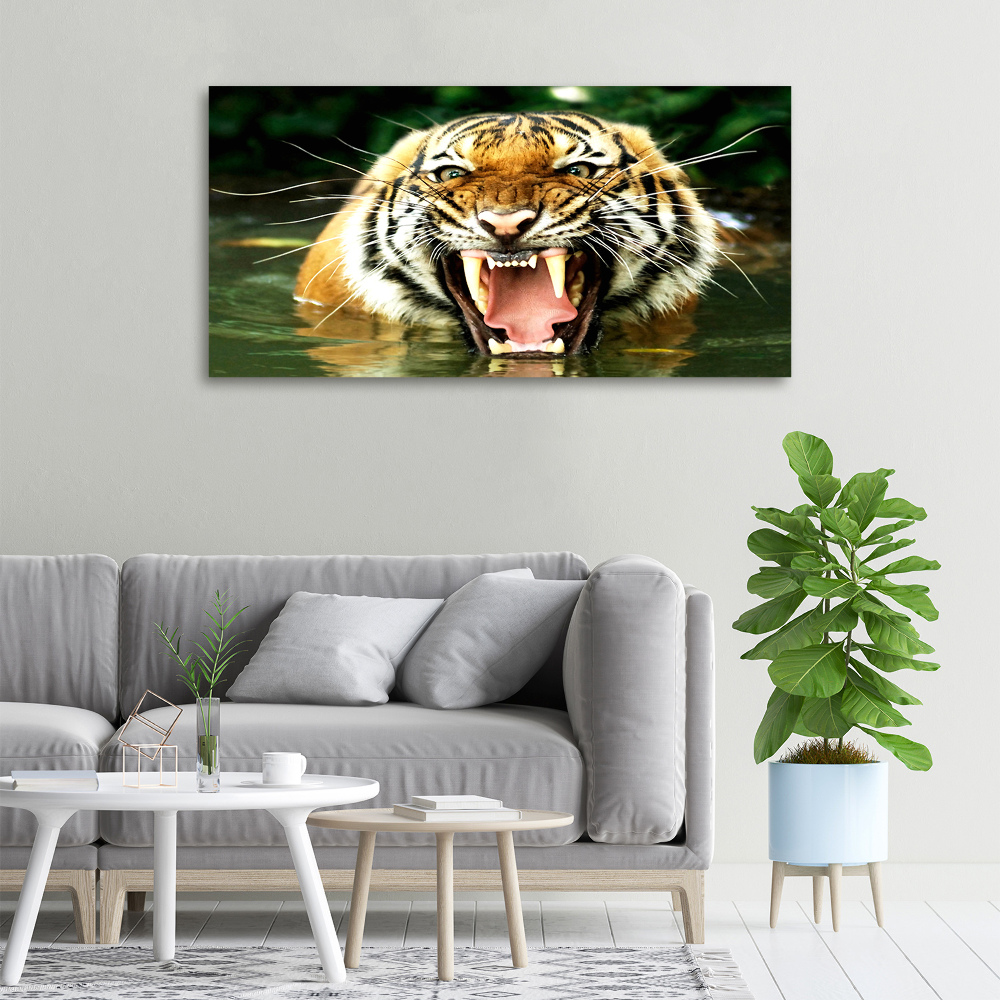 Large canvas wall art Roaring tiger