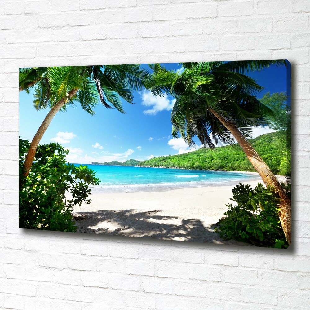 Canvas wall art Seychelles beach