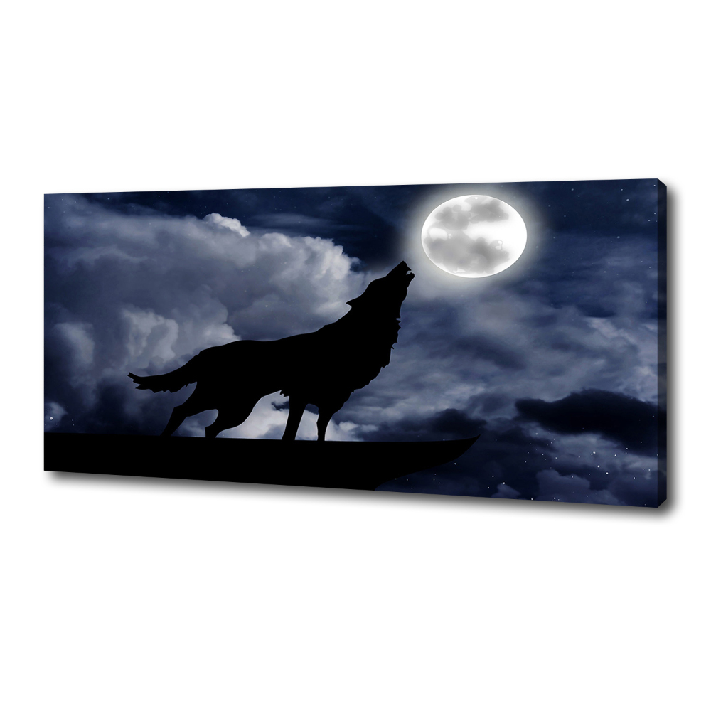 Wall art canvas large A howling wolf full