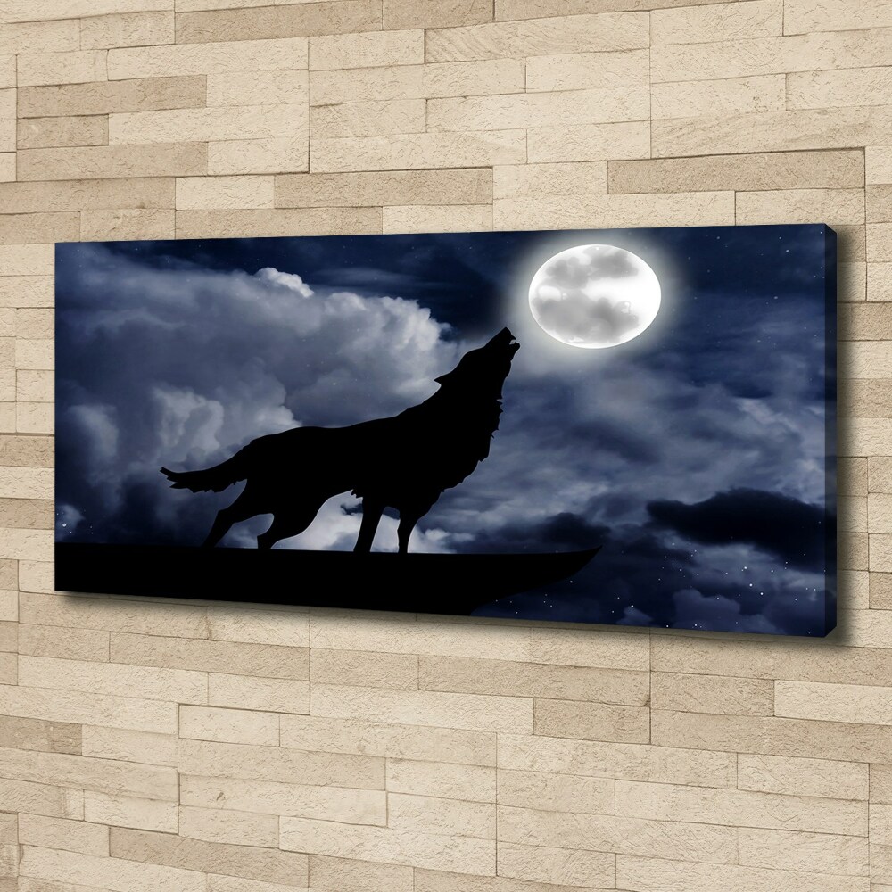 Wall art canvas large A howling wolf full