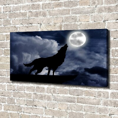 Wall art canvas large A howling wolf full