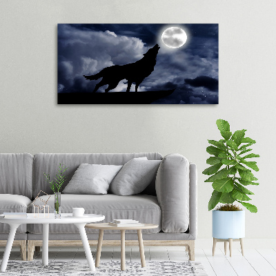 Wall art canvas large A howling wolf full