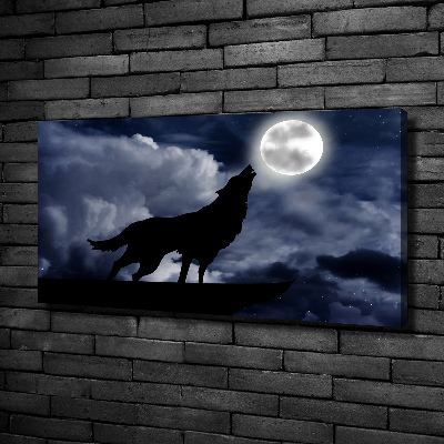 Wall art canvas large A howling wolf full