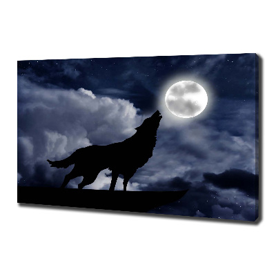 Wall art canvas large A howling wolf full