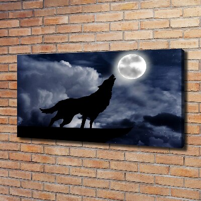 Wall art canvas large A howling wolf full