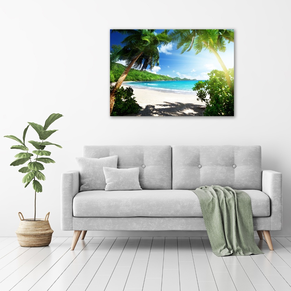 Canvas wall art Seychelles beach