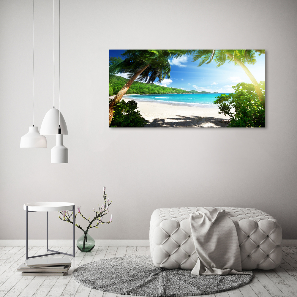 Canvas wall art Seychelles beach