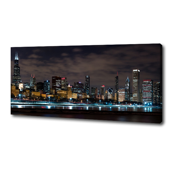 Canvas wall art Chicago at night