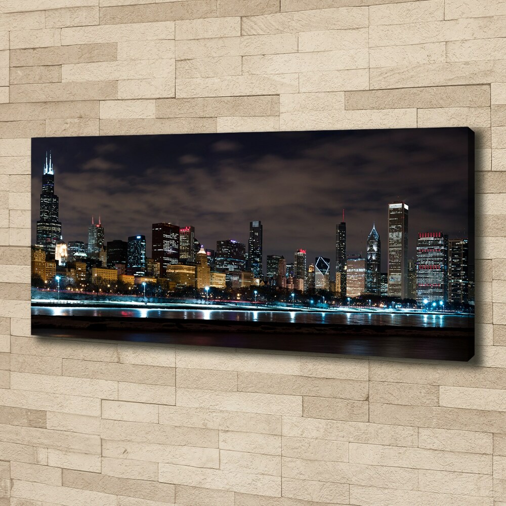 Canvas wall art Chicago at night