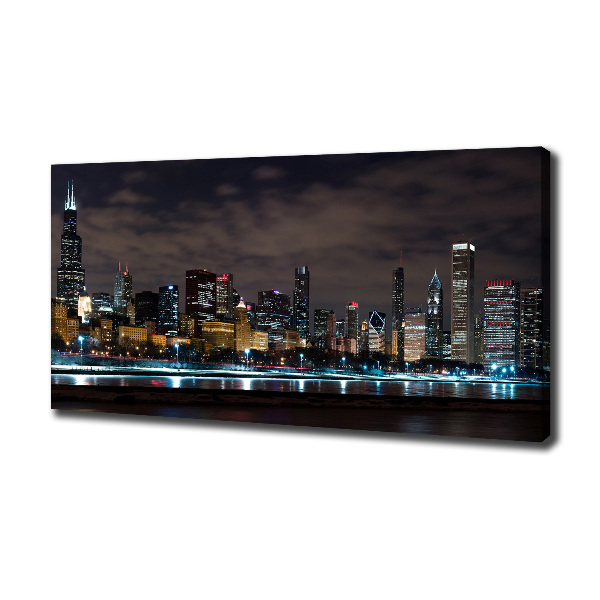 Canvas wall art Chicago at night