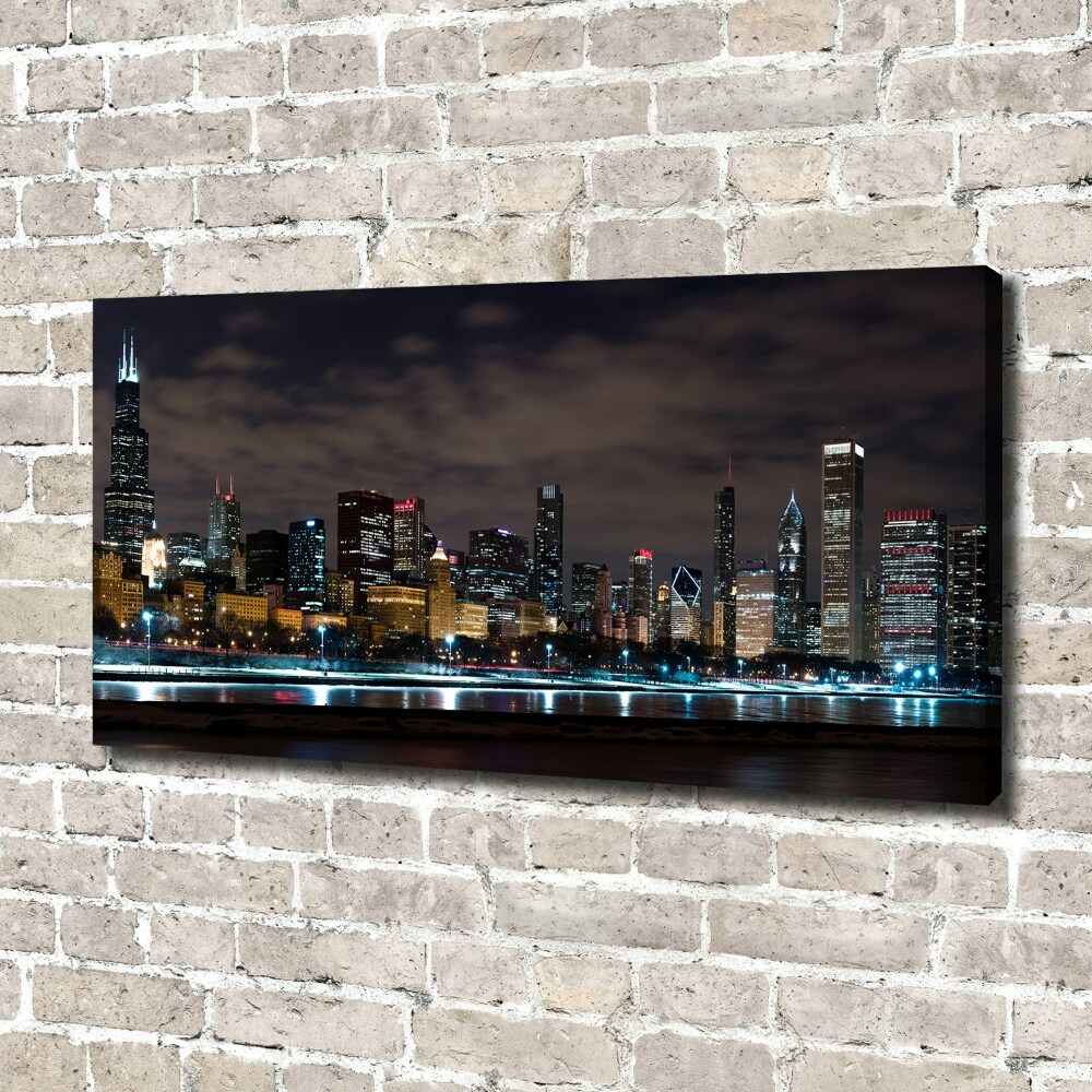 Canvas wall art Chicago at night