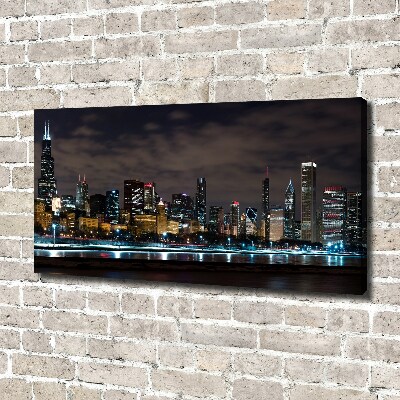 Canvas wall art Chicago at night