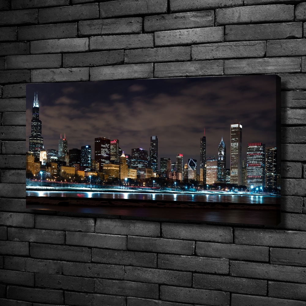 Canvas wall art Chicago at night