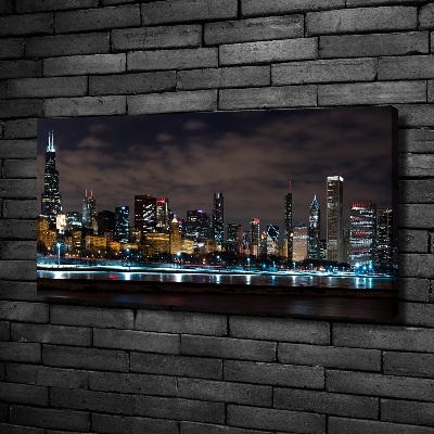 Canvas wall art Chicago at night