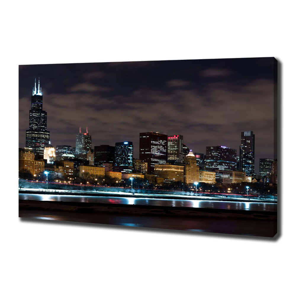 Canvas wall art Chicago at night