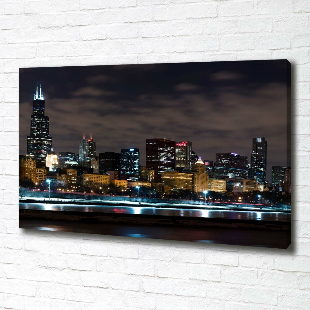 Canvas wall art Chicago at night