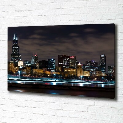 Canvas wall art Chicago at night