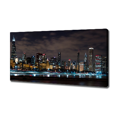 Canvas wall art Chicago at night