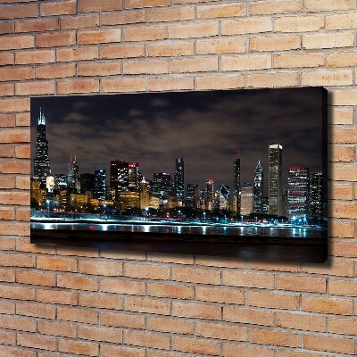 Canvas wall art Chicago at night